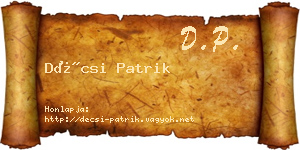 Décsi Patrik névjegykártya